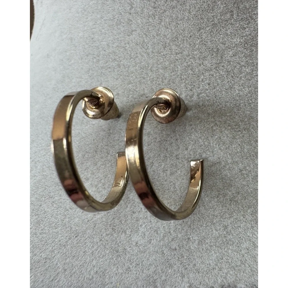 Sterling Silver Gold Plated Hoop Earrings Small Bohemian Lightweight EUC